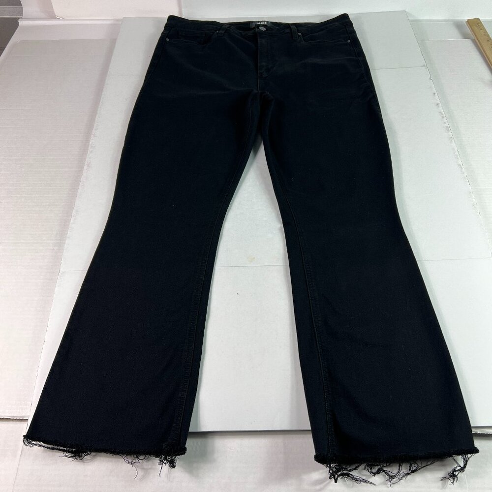 Paige Jean Women 36x28* Claudine High Rise Crop Flare Black Raw Hem Denim Tag 33